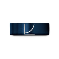men's custom engraved ring – blue tungsten exponential curve wedding band