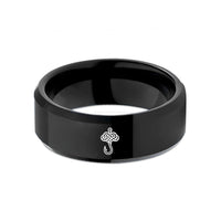 men's personalized band rings – black tungsten fishermans knot hook wedding band