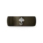 engraved metal wedding ring – gunmetal & black tungsten fishermans knot hook wedding band