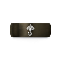 engraved metal wedding ring – gunmetal & black tungsten fishermans knot hook wedding band