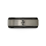 men's tungsten wedding band – black & blue & gray tungsten southern cross constellation wedding band