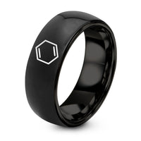 Engraved Couple Ring Set – black tungsten benzene ring ring