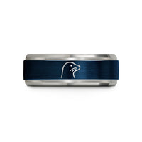 personalized couple ring set – blue & grey tungsten sea lion wedding band