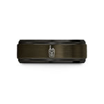 custom engraved ring set – gunmetal & black tungsten two way radio wedding band