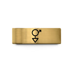 men’s custom wedding band – gold tungsten androgyne symbol wedding band