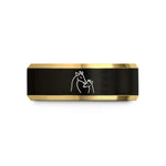 engraved presents for him – black & gold tungsten giraffe touch wedding band