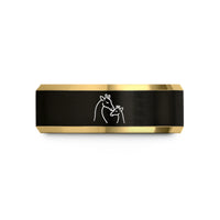 engraved presents for him – black & gold tungsten giraffe touch wedding band