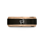 father day present ideas – black & rose gold tungsten megaphone wedding band