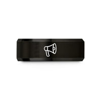 personalized presents for dad – black & rose gold tungsten megaphone wedding band