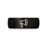 engraved presents for him – black tungsten megaphone wedding band
