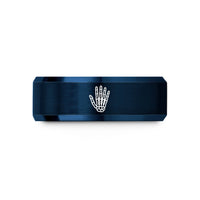 unique presents for dad – black & blue tungsten skeleton hand wedding band