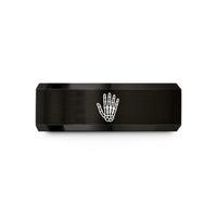 unique presents for dad – black tungsten skeleton hand wedding band