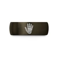 personalized presents for him – gunmetal & black tungsten skeleton hand wedding band
