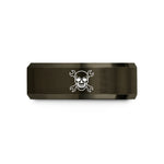 unique presents for dad – gunmetal & rose gold tungsten skull crossed wrenches wedding band