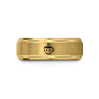 men's ring with engraving – gold tungsten cheerful coffee cup wedding band