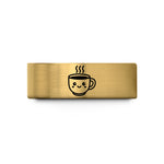 men's ring with engraving – gold tungsten cheerful coffee cup wedding band