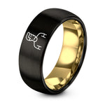 Engraved Engagement Rings for Men – black & gold tungsten daddy ring