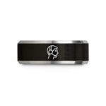 black tungsten men’s ring – black & gray tungsten headset microphone wedding band