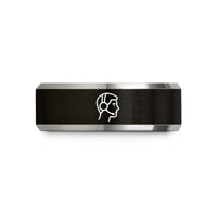 black tungsten men’s ring – black & gray tungsten headset microphone wedding band