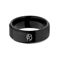 men’s laser engraved ring – black tungsten headset microphone wedding band