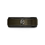 men’s laser engraved ring – gunmetal & black tungsten headset microphone wedding band
