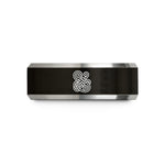 custom wedding band men – black & grey tungsten mammen style scrolls wedding band