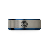 stylish rings for couples – blue & grey tungsten south pole projection wedding band