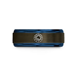 women's tungsten wedding band – gunmetal & blue tungsten south pole projection wedding band