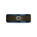 women's tungsten wedding band – gunmetal & blue tungsten south pole projection wedding band