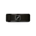 engraved bands for couples – black tungsten edge beveler wedding band