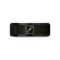 engraved bands for couples – black tungsten edge beveler wedding band