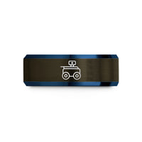 customized rings for her – gunmetal & blue tungsten mobile robot amr wedding band