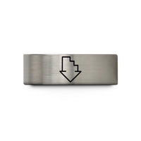 custom rings for couples – blue & silver tungsten stairs down arrow wedding band