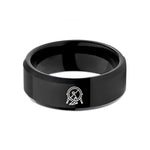unique couple ring design – black tungsten kick pedal wedding band