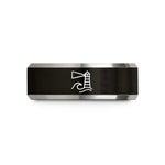 tungsten ring for men – black & silver tungsten lighthouse beam wave wedding band