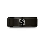 laser engraved tungsten ring – black tungsten lighthouse beam wave wedding band