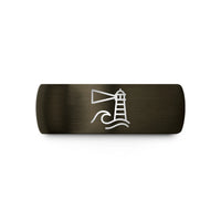 comfortable tungsten band – gunmetal & black tungsten lighthouse beam wave wedding band