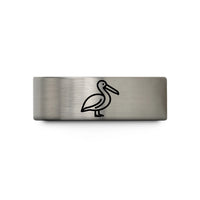 unique ladies ring – blue & silver tungsten pelican wedding band