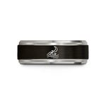 tungsten wedding band – black & blue & silver tungsten swell moon wedding band