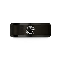 laser engraved tungsten rings – black tungsten bald eagle wedding band