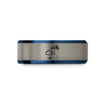unisex tungsten wedding band – blue & silver tungsten fiji wedding band