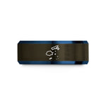 engraved unisex tungsten ring – gunmetal & blue tungsten fiji wedding band