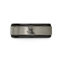 tungsten rings for couples – black & grey tungsten kayaker rolling wedding band