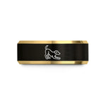 laser engraved bands him – black & gold tungsten play bow dog wedding band