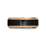 men's tungsten bands wide – black & rose gold tungsten play bow dog wedding band
