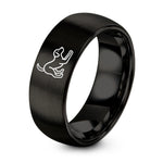 Engraved Tungsten Rings for Men – black tungsten play bow dog ring