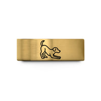 comfort fit tungsten rings – gold tungsten play bow dog wedding band