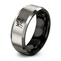 Power Horns – Tungsten Wedding Band, 8 mm, Grey, Black Comfort-Fit Unisex