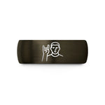 men's laser engraved ring – gunmetal & black tungsten power horns wedding band