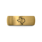 men's beveled edge ring – black & gold tungsten texas wedding band